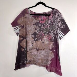 Fashion Bug Vintage Y2K Embellished Flowy Handkerchief Hem Women’s Size 2X Top